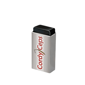 Vial de Cordyceps Ultra, complément naturel boostant énergie, vitalité et libido, avec spores de cordyceps en capsule.