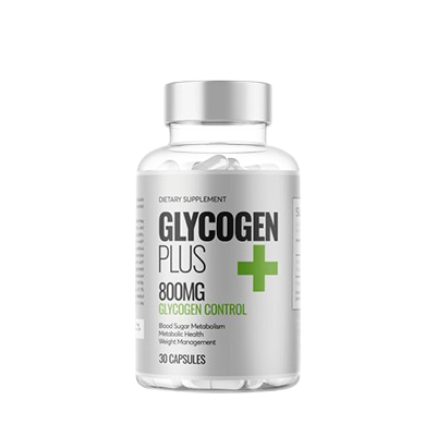 Supplication d'une boîte de Glycogen Plus, complément alimentaire pour la récupération musculaire, avec capsules et étiquette claire.