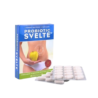 Sachet de Probioslim avec capsules de probiotiques pour une digestion saine, ventre plat, et perte de poids optimale.