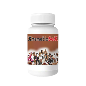 Flacon de XtremeBio Sex avec logo, illustrant la formule avancée pour booster libido et sensations intenses.