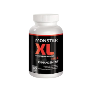 Image du produit Monster XL : complément pour augmenter taille et force, favorisant des résultats sexuels impressionnants, présenté en flacon.