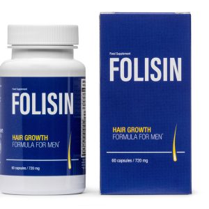 Gélules Folisin pour la perte de cheveux chez l’homme, avec 13 ingrédients naturels favorisant la repousse et la santé du cuir chevelu.