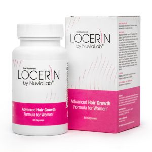 Capsules de Locerin, complément anti-chute pour femmes, avec 16 ingrédients naturels, renforcent les cheveux et favorisent leur croissance.