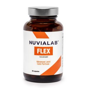 Capsule de NuviaLab Flex, complément pour la santé articulaire, avec ingrédients anti-inflammatoires et soutien du cartilage.