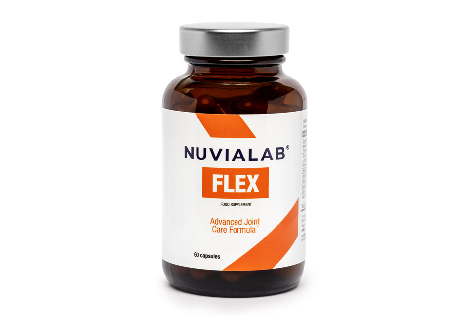 Capsule de NuviaLab Flex, complément pour la santé articulaire, avec ingrédients anti-inflammatoires et soutien du cartilage.