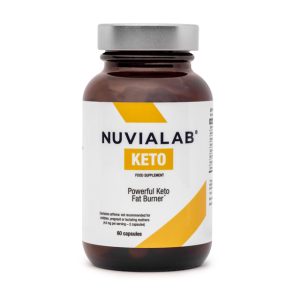 Suppositoire NuviaLab Keto avec capsule, vue rapprochée du produit pour la perte de poids et la cétose.