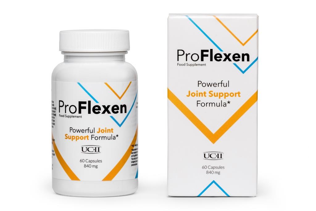 Vignette de ProFlexen, supplément naturel pour la santé des articulations, avec capsules et ingrédients clés visibles.